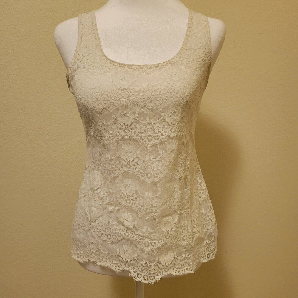 Banana Republic Sleeveless Ivory Cream Lace Tank Top (size XS Extra Small)